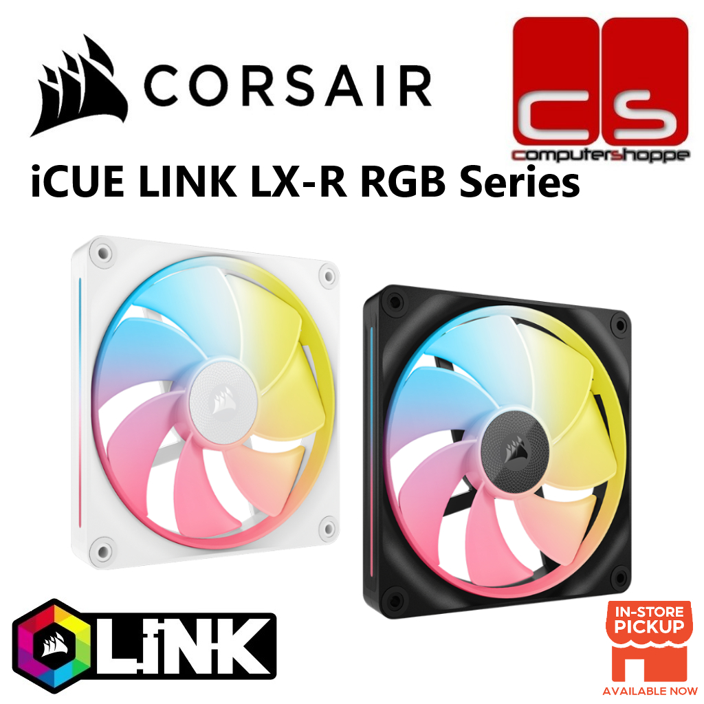 Corsair iCUE LINK LX120-R RGB Series 120mm PWM Reverse Fans - สีดํา/ขาว
