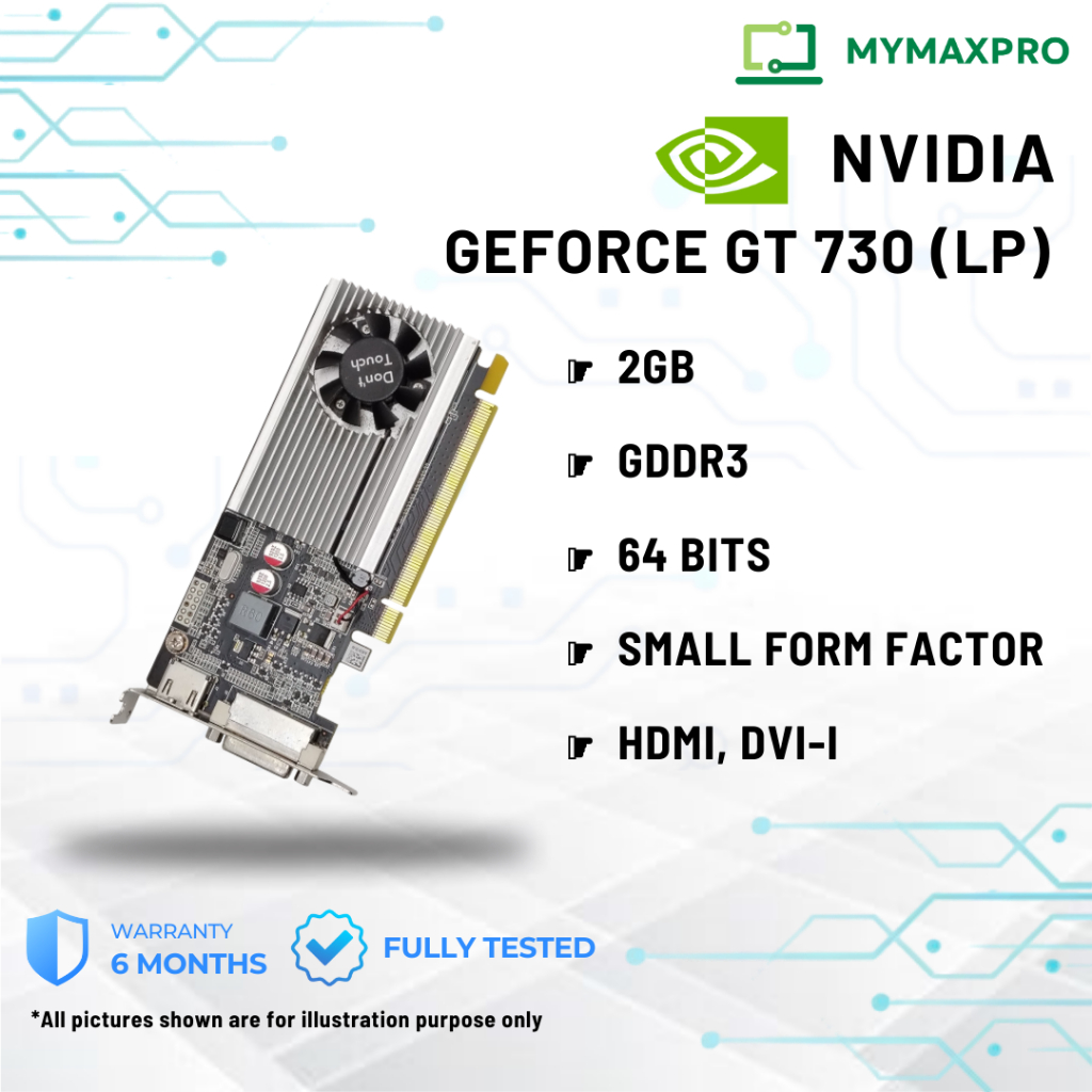 NVIDIA GEFORCE GT 730 2GB GDDR3 64Bits HDMI DIV-I Low Profile กราฟิกการ์ดสําหรับ SFF PC Desktop (ใช้
