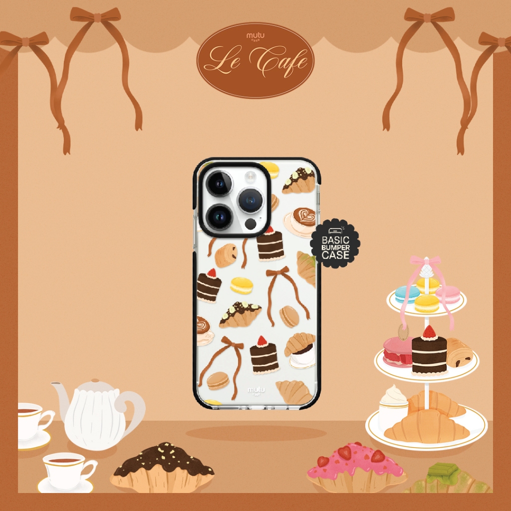 ขนมอบและกาแฟ - เคส Le Cafe by Mutu (ขับเคลื่อนด้วยกันชนพื้นฐาน) เข้ากันได้กับ iP17PROMAX [เคส Mutu]