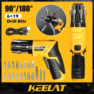 KEELAT KSBS04 Cordless Electric Screwdriver 3.6V Mini Cordless Screwdriver USB Charging Hand Drill Repair 25PCS Bits