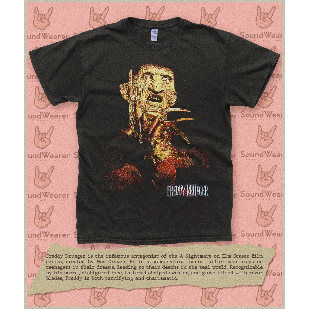 เสื้อยืดภาพยนตร์สยองขวัญ Freddy Krueger 80s