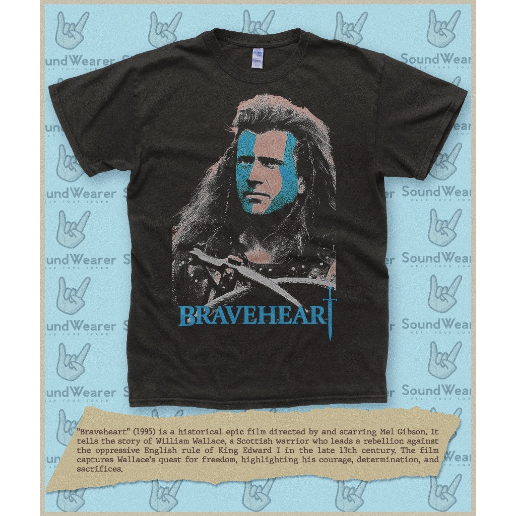 เสื้อยืด Braveheart 1995 Mel Gibson Movie