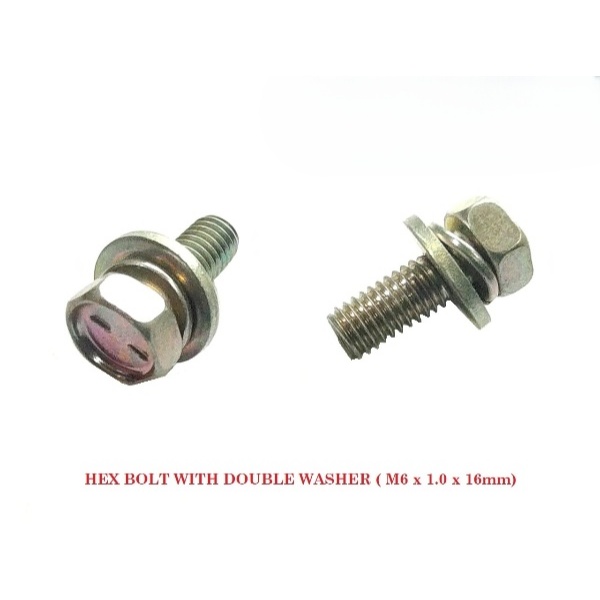 BOLT HEX WITH DOUBLE WASHER (M6 x 1.0 x 16mm)