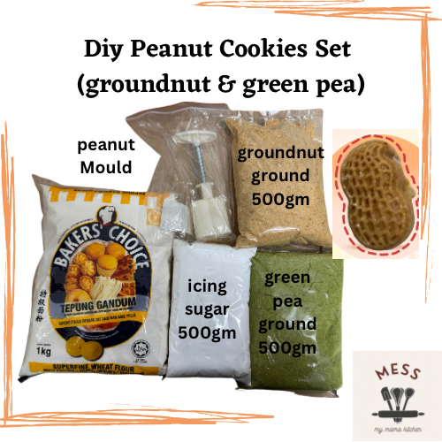 HIJAU DIY 2 in 1 Groundnut & Green Pea Biscuit Mix Set / DIY Green Bean & Bean Biscuits Set