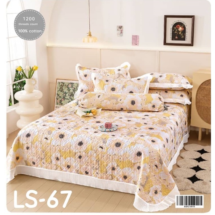 ESYADECO Cadar Ropol Patchwork 3in1 queen king ขนาดผ้าฝ้าย 1200 ด้ายนับ Patchwork HQ ผ้าปูที่นอน 3 ช