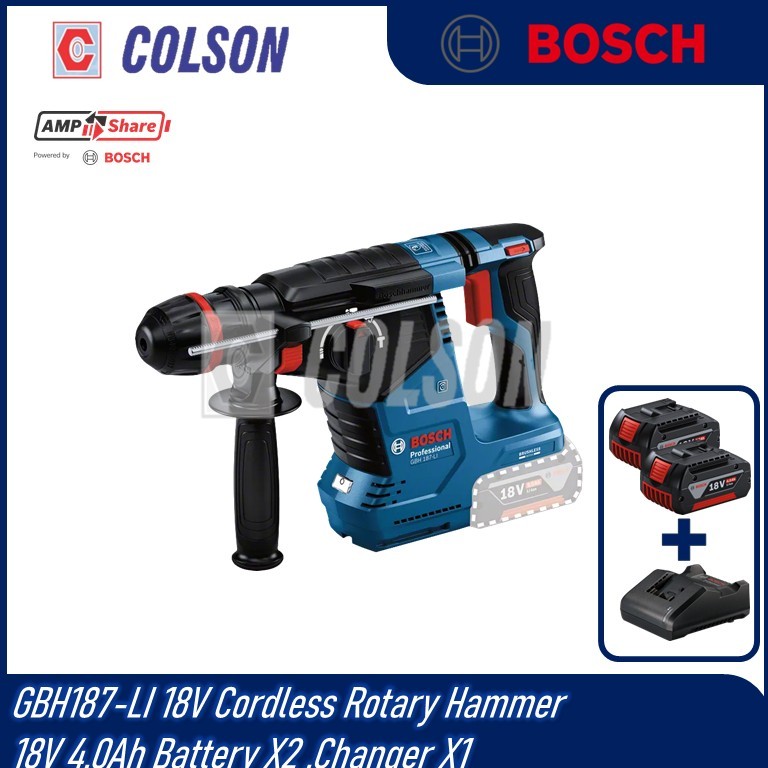 COLSON BOSCH ค้อนโรตารีไร้สาย 18V พร้อม One Chuck GBH187-LI Solo/ชุด