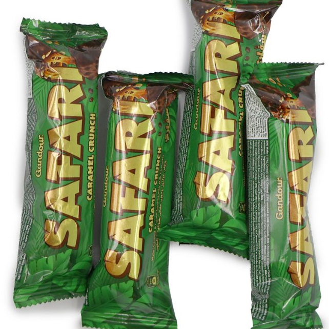 SAFARI CARAMEL CRUNCH, WAFER CARAMEL & ฝาครอบ CREAL พร้อมช็อกโกแลตนม { 3 ชิ้น, 6 ชิ้น, แพ็ค 12 ชิ้น 