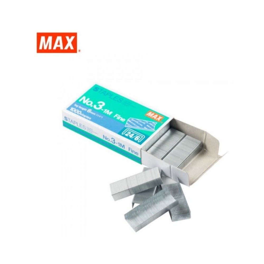 MAX STAPLES NO.3-1M (24/6) & MAX STAPLES NO 35-1M (26/6) ราคากล่องเล็ก 1 กล่อง)