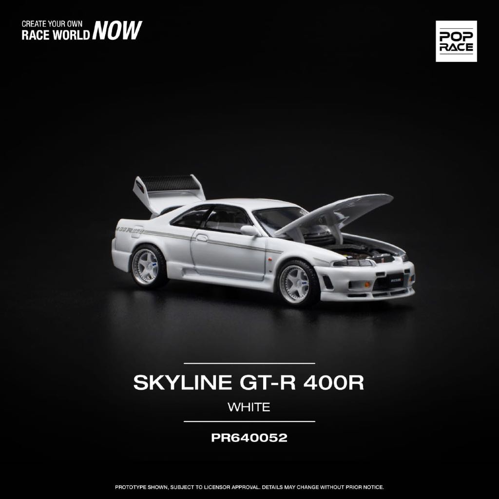 POP RACE 1/64 PR640052 NISSAN GT-R R33 NISMO 400R สีขาว