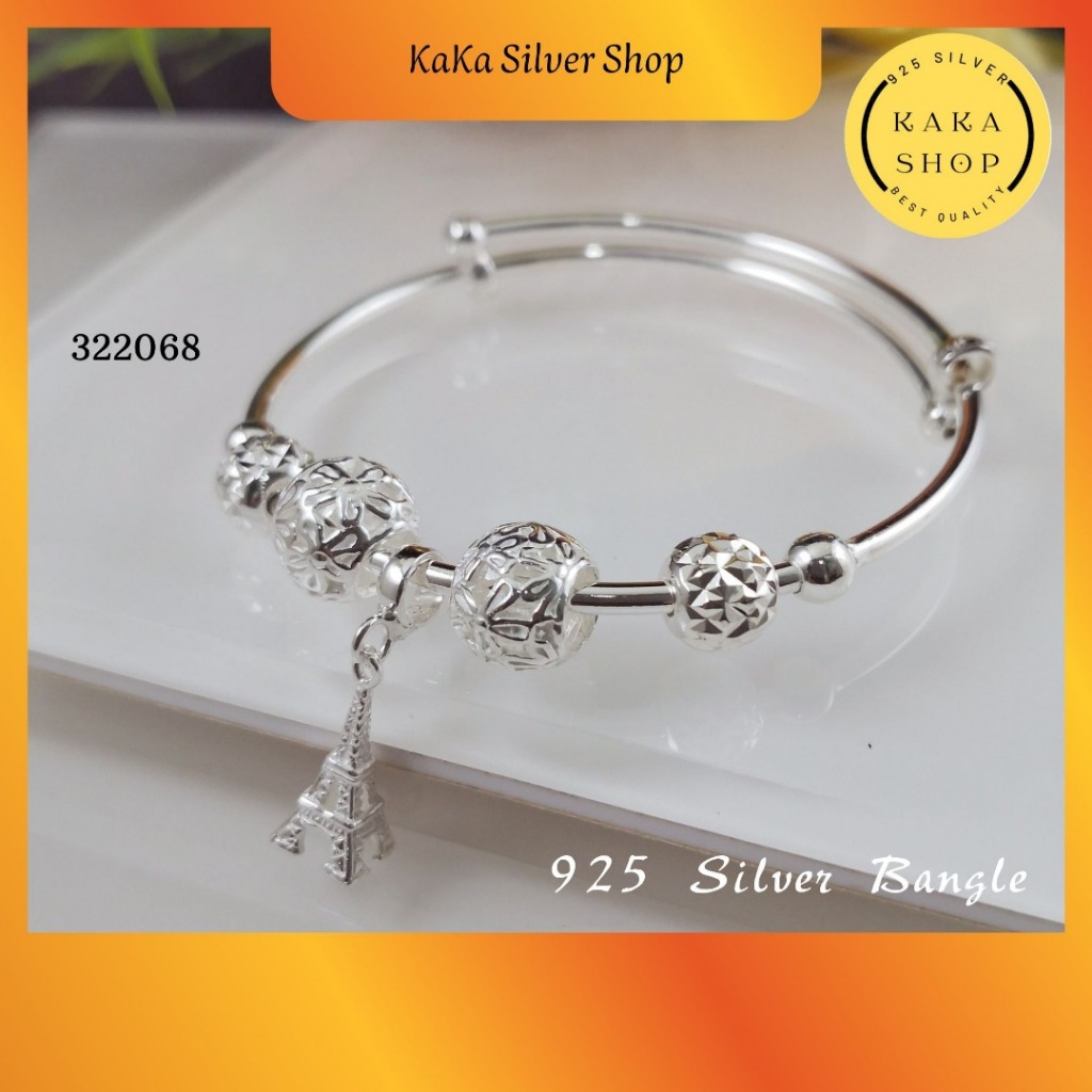 กําไลข้อมือ 925 Silver Paris สําหรับผู้หญิง (322068) กําไลข้อมือ Gelang Tangan Paris Perak 925