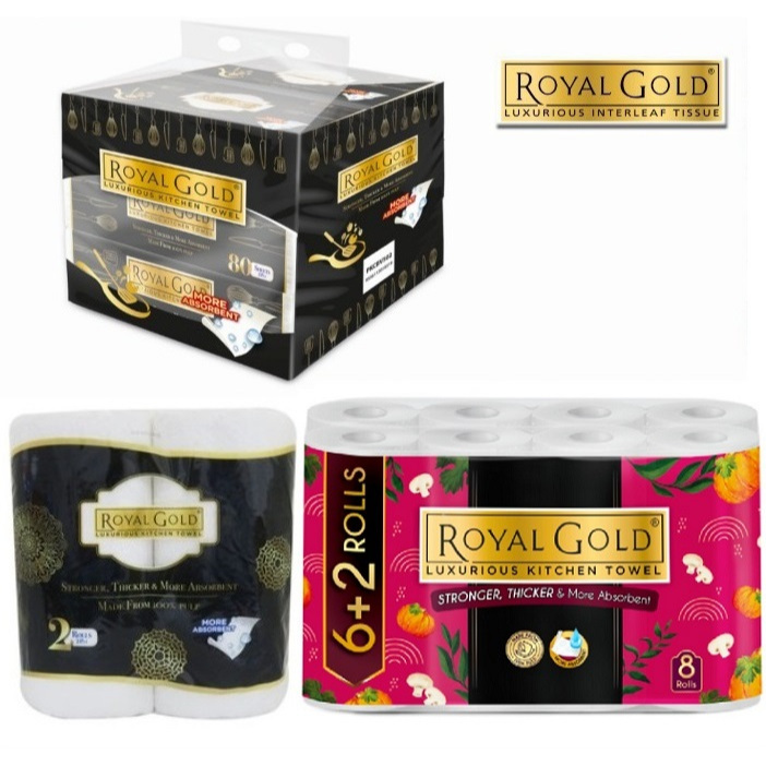 Royal Gold Kitchen Towel (2ply x 6 ม้วน) SOFT PACK KITCHEN TOWEL 80SH X 6PKT