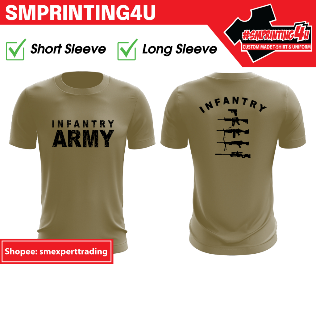 SM 206 เสื้อยืดสไตล์กองทัพ Infantry Design Inner Loreng สีไมโครไฟเบอร์สีน้ําตาลทราย