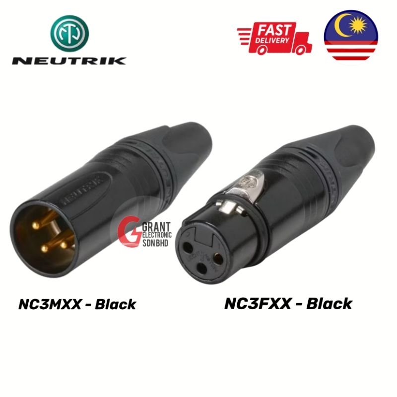 NEUTRIK 3PIN XLR Connectors ปลั๊ก NC3MXX ชาย NC3FXX หญิงโลหะสีดํา Housing