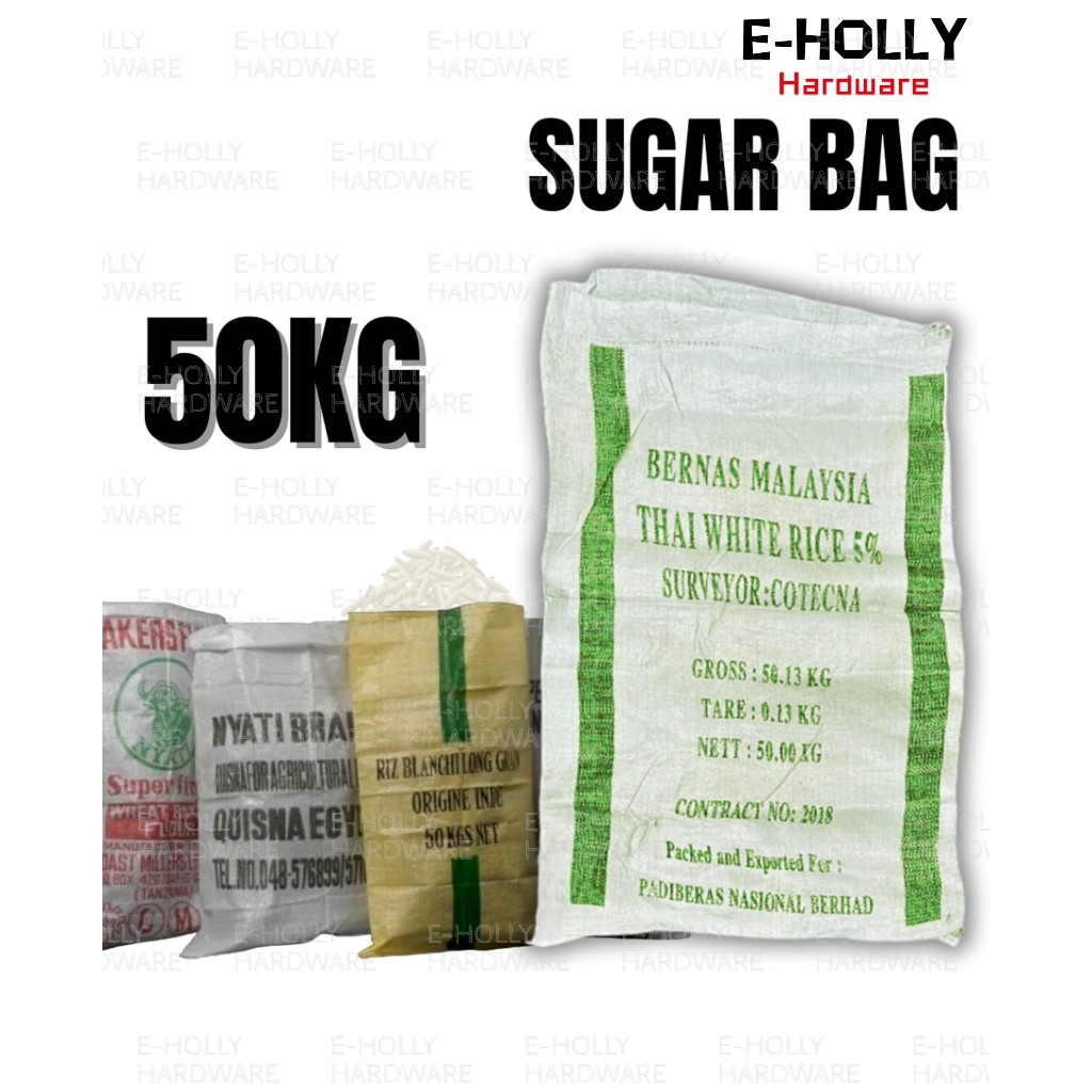 EHLLY [1 ชิ้น] 50 กก. Guni Besar/ถุงน้ําตาลรีไซเคิล/ถุง Gula/Beg Sampah/Gunny Bag Sack/Woven Sugar B