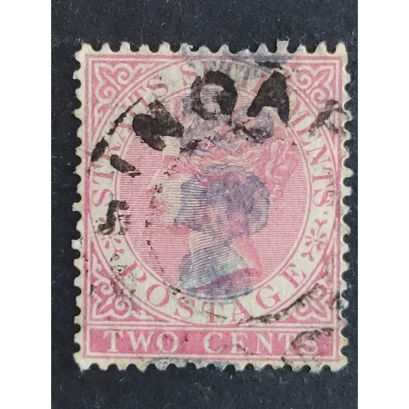 Straits Settlements 1882-99 Queen Victoria Wmk Crown CA 2c Rose - 1 ชิ้นใช้แสตมป์ Malaya เก่า / Sete
