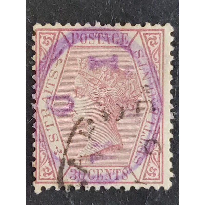 Straits Settlements 1882-99 Queen Victoria Wmk Crown CA 30c Claret - 1 ชิ้นใช้แสตมป์ Malaya เก่า / S