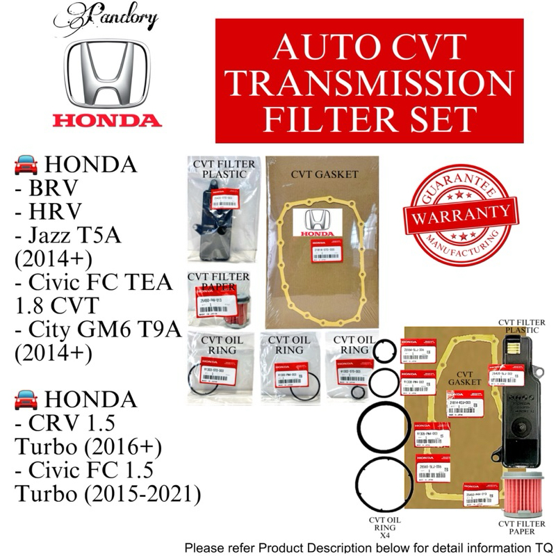 ชุดกรอง HONDA PENAPIS TRANSMISI AUTO CVT TRANSMISSION (CIVIC FC 1.8 6PCS)(CIVIC FC 1.5 7PCS) CITY JA