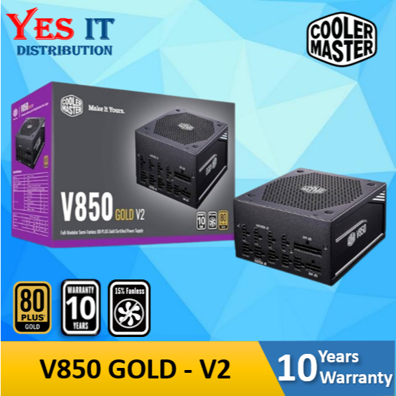 Cooler MASTER V850 GOLD V2 BLACK / WHITE 80 PLUS GOLD SEMI-FANLESS FULL MODULAR PSU (MPY-850V-AGBAG 