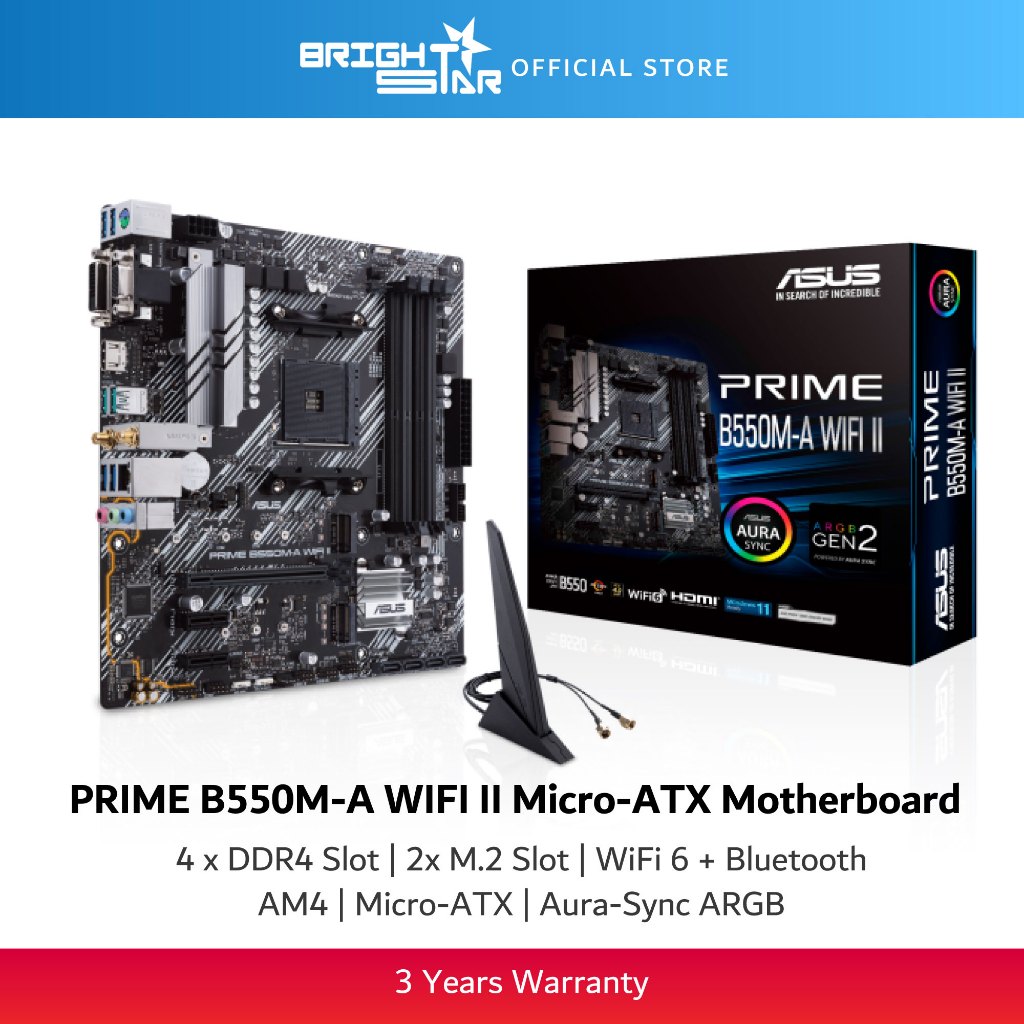 เมนบอร์ด ASUS PRIME B550M-A WIFI II AM4 Micro-ATX