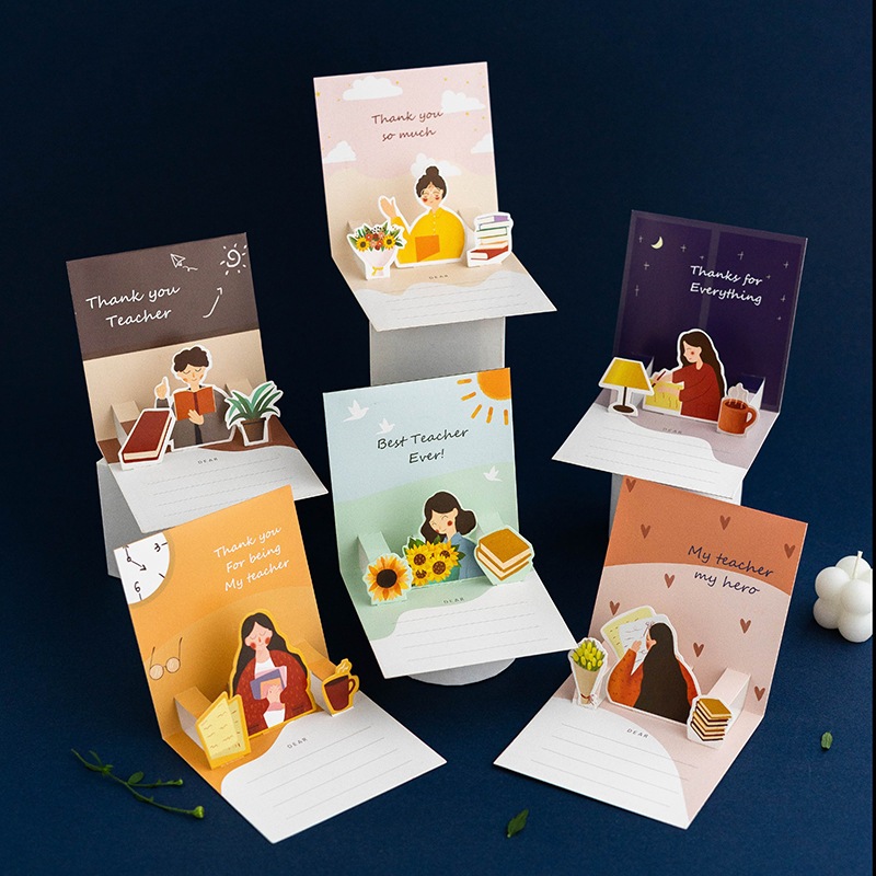 TEACHER DAY 2025 ‍ 3D Style Thank You Teacher Card + Envelope Kad Ucapan Hari Guru ori การ์ดครูภาพ W