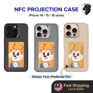 (MY) NFC Projection Case E-Ink Back Screen Personalised Picture Phone Casing for iPhone 16/15/14 Pro Max Plus Cover