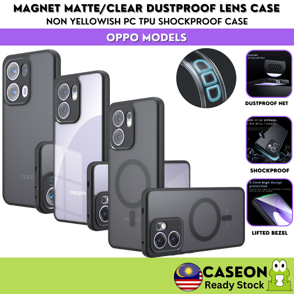 MAGNETIC FROSTED Matte / Clear PC TPU เคสโทรศัพท์กันฝุ่นOppo Reno 13 13F 12 12F A5 Pro 5G 4Gไม่สีเหล