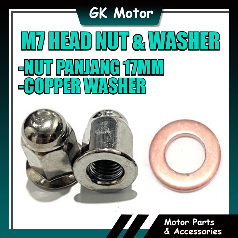 EX5 DREAM WAVE100 M7 CYLINDER HEAD NUT HEAD NUT HEAD NUT M7 COPPER WASHER COOPER WASHER M7 หัวสกรู C