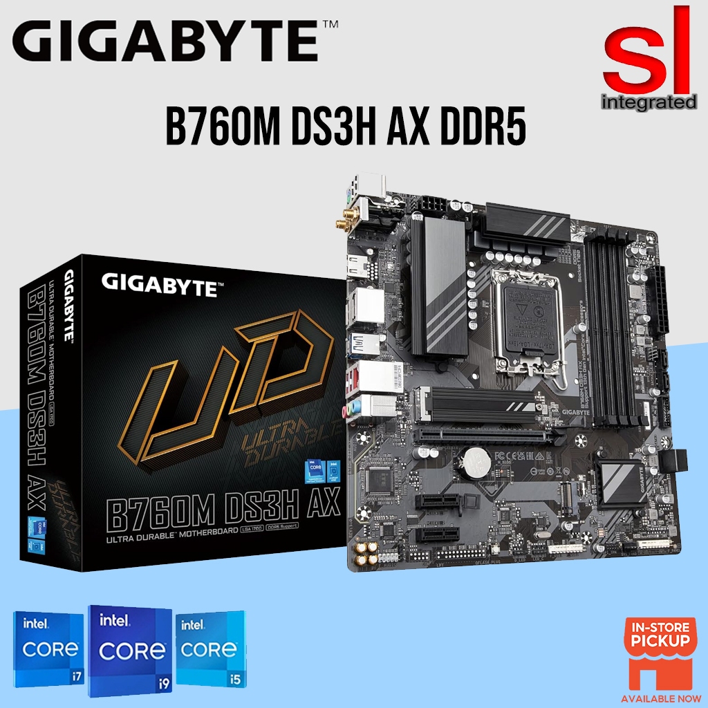 เมนบอร์ดสําหรับเล่นเกม GIGABYTE B760M DS3H AX DDR5 LGA1700 M-ATX
