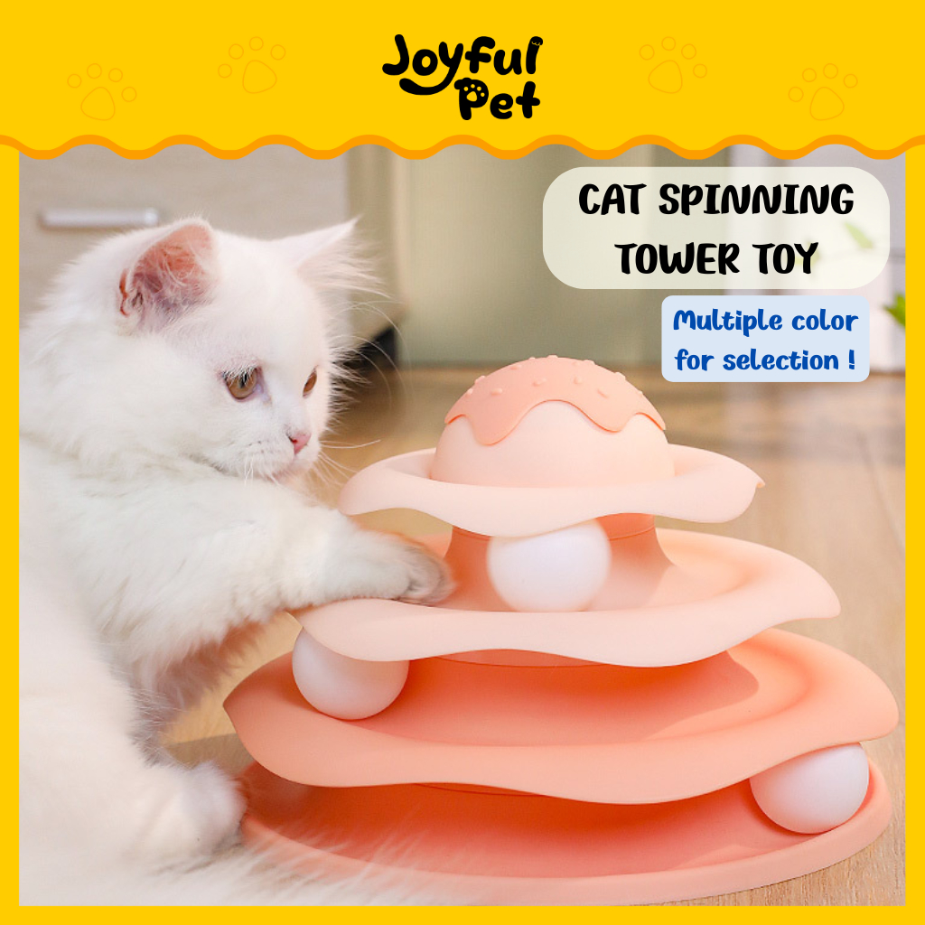 Cat Tower Ball สัตว์เลี้ยง Spinning Tower Turntable รอบติดตามของเล่น Kucing Mainan ของเล่นแมว Cat Te