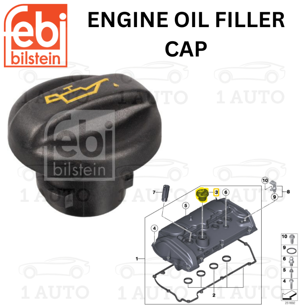 FEBI BILSTEIN GERMANY ENGINE OIL FILLER CAP MINI COOPER S R56 1.6 N14 เครื่องยนต์ BMW F20 F30 316i N