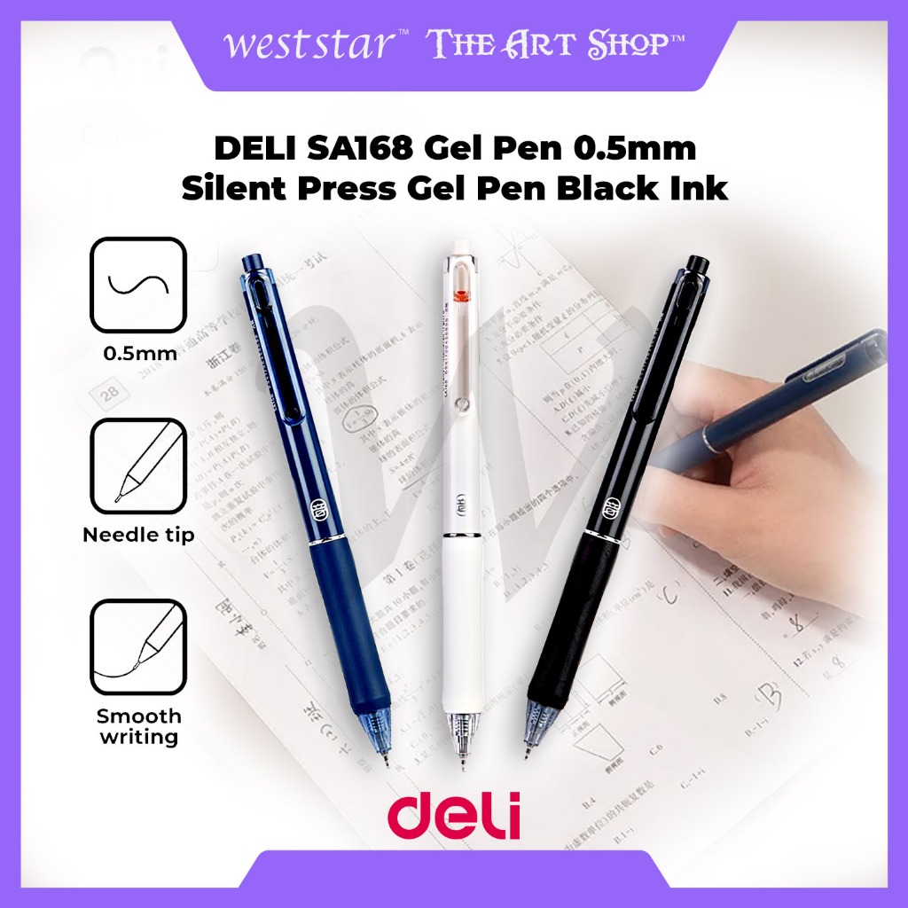 [WESTSTAR] DELI SA168 Gel Pen 0.5mm Silent Press Gel Pen หมึกสีดํา - Single pc