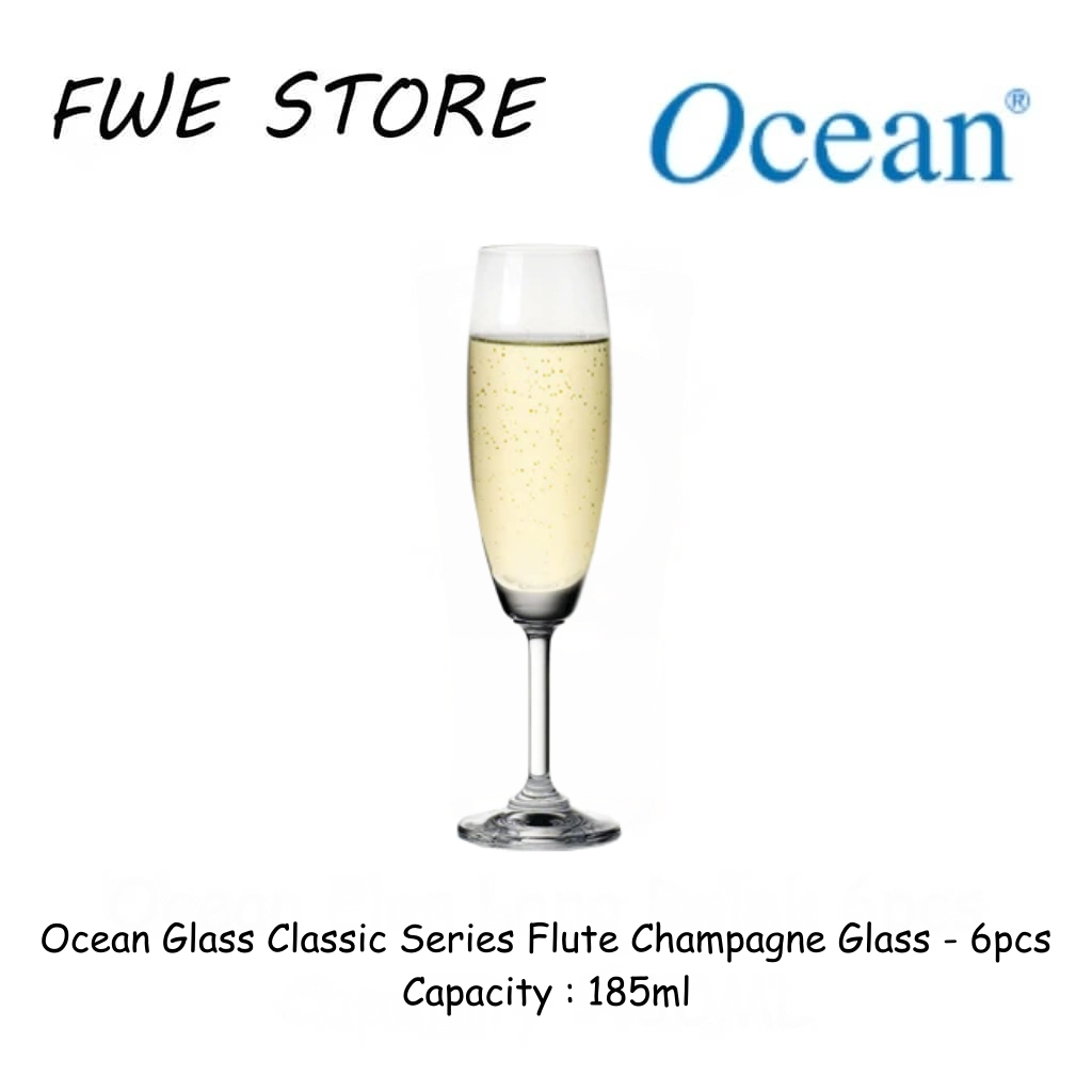 Ocean Glassware 1001F07 6 1/2OZ Classic Series ขลุ่ยแก้วแชมเปญชุด 6 ชิ้น - 185ML