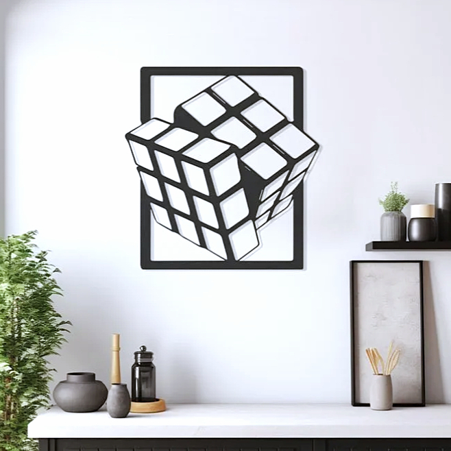 Rubiks Cube 2D Wall Art ตกแต่งเรขาคณิต