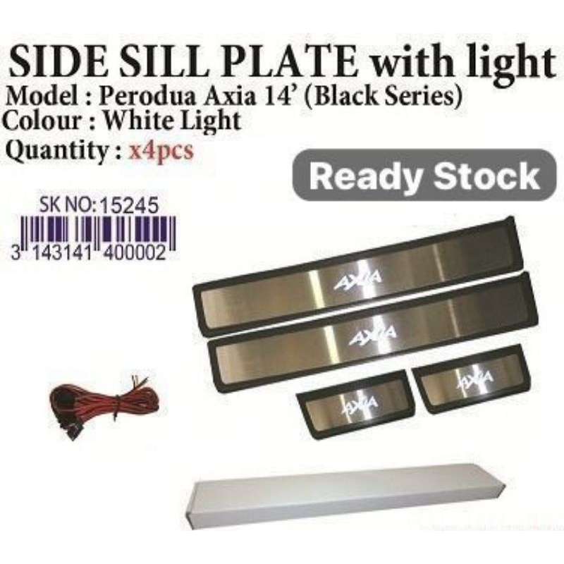 Stk-15248/15249 : Side Step Sill Plate Perodua Axia 2014 ตัวป้องกันพร้อม LED Door Step Blue White [ 