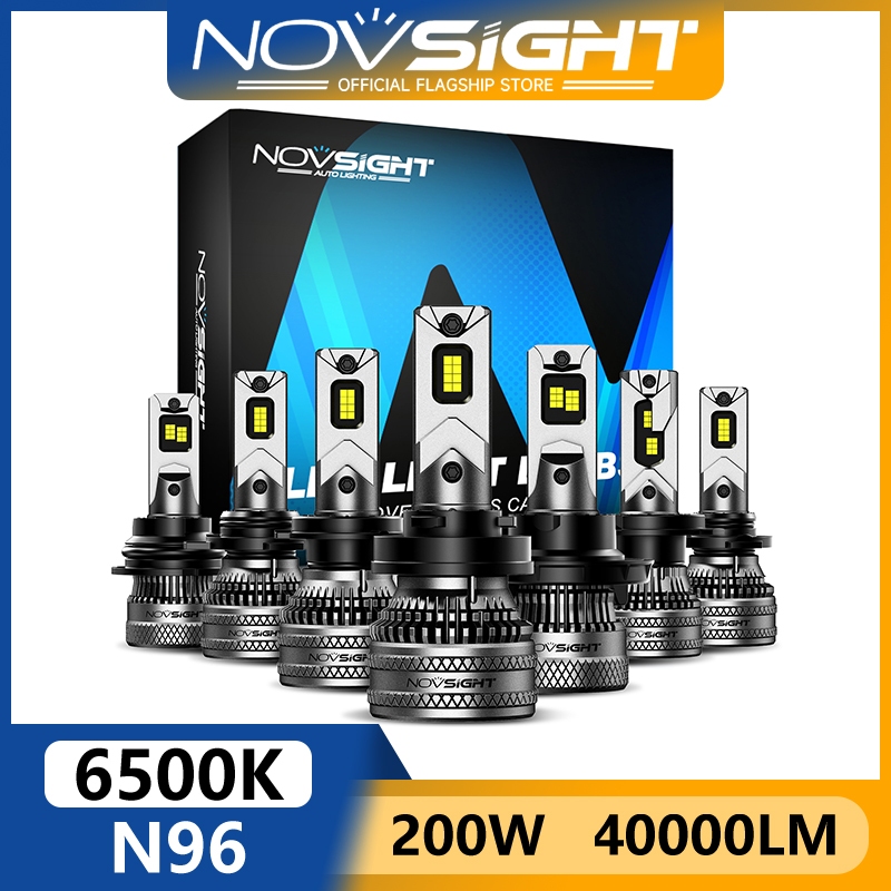 Novsight N96 ไฟหน้ารถ LED สีขาวความสว่างสูง H4 H7 H11 9005 9006 200W 40000LM Plug and Play