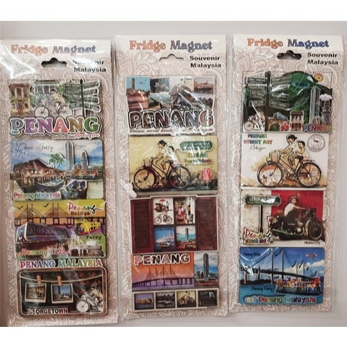 ชุด 4 ชิ้น Penang Street Art Penang คอลเลกชันของที่ระลึกตู้เย็นแม่เหล็ก