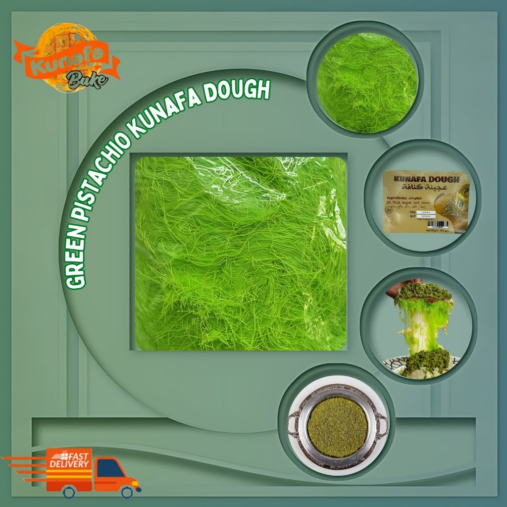 Pistachio Kunafa Dough - Green Fresh Kunafa Dough - Doh Kunafa - Coloured Kunafa Base (500g&1kg)
