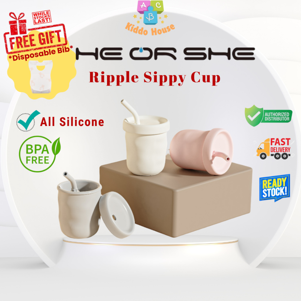 He Or She Ripple Sippy Cup 5oz/160ml/ถ้วยซิลิโคน/ถ้วยดื่มเด็ก/Cwan Minuman