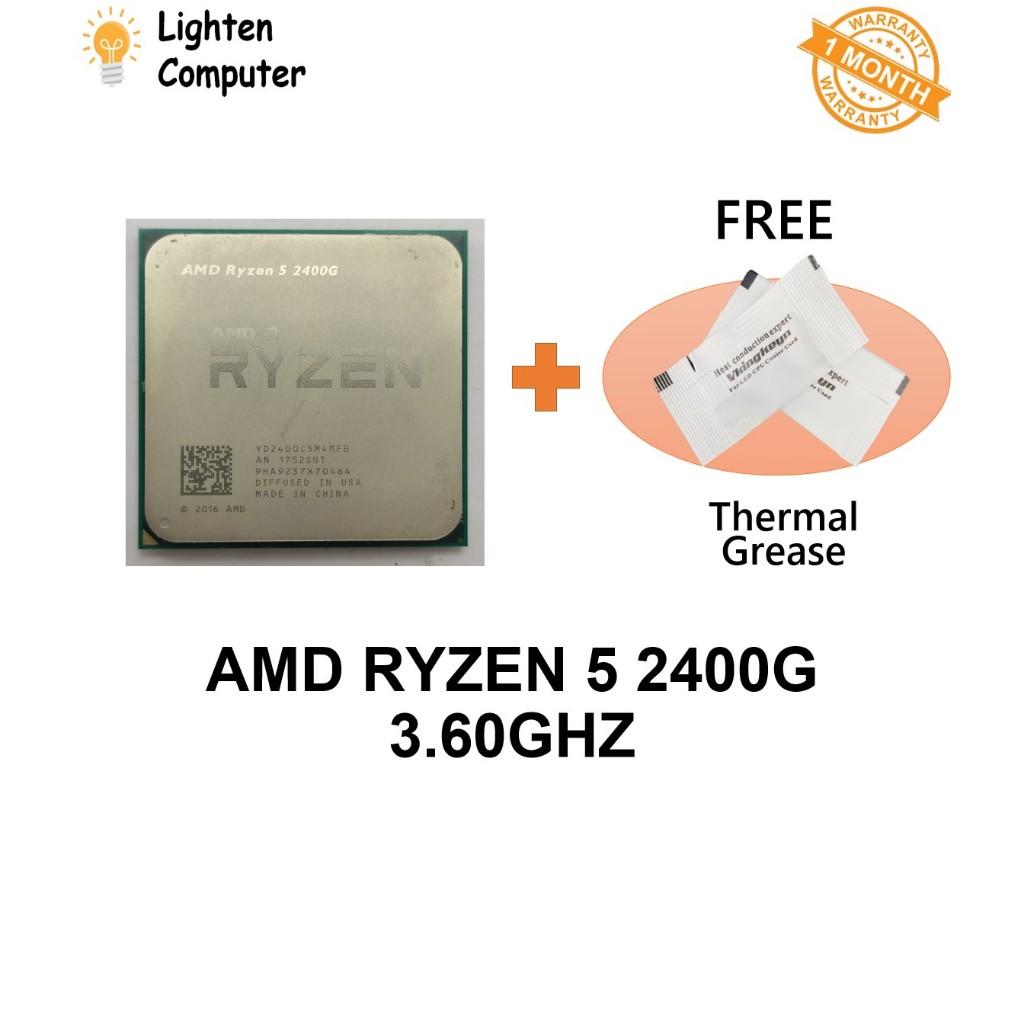 USEDAMD Ryzen 5 2400G 4 CORE 8 THREADS 65W ซ็อกเก็ต AM4 Radeon Vega 11 Ryzen5 2400G