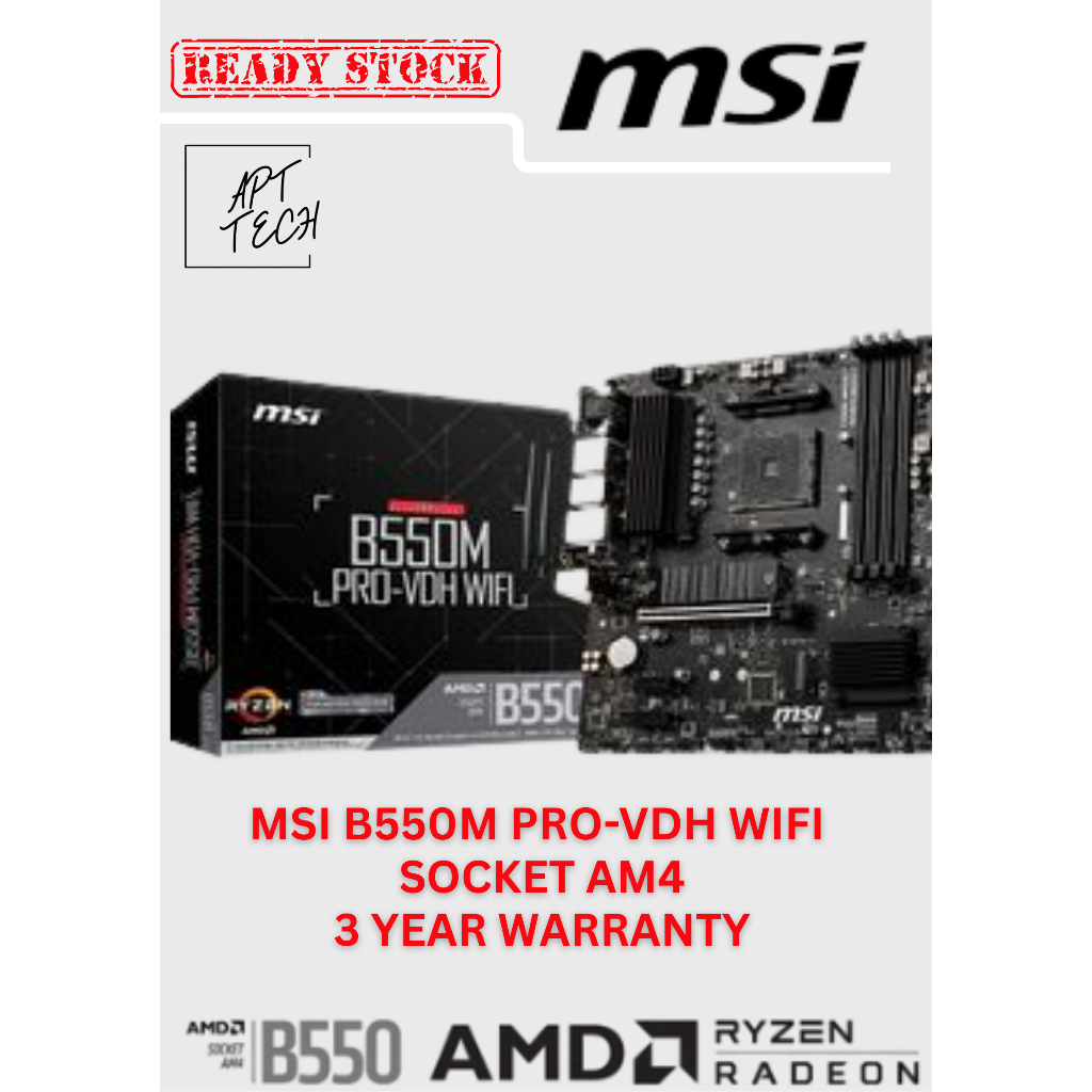 MSI B550M PRO-VDH WIFI AMD AM4 M-ATX MOTHERBORD Combo Deal RYZEN 3200G/4600G/5500/5600/5600G/5600X/5