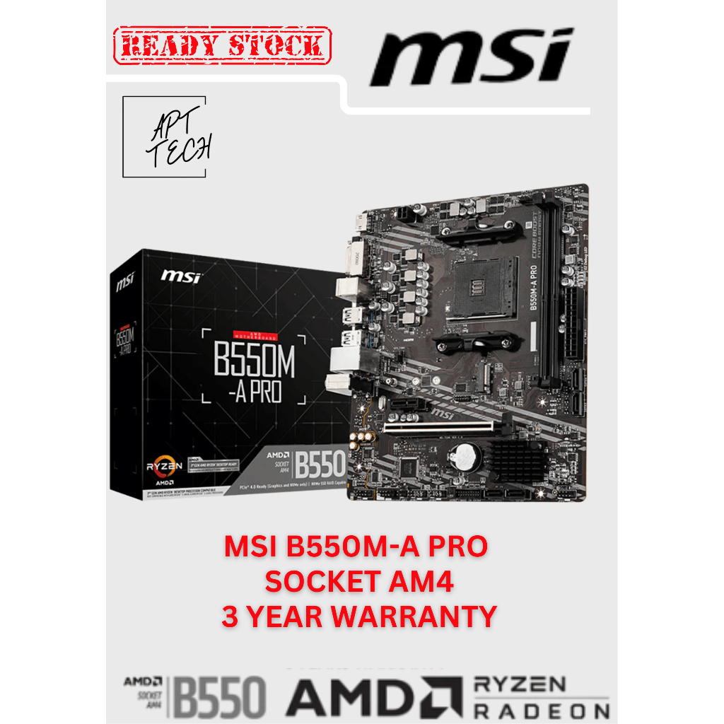 APTTECH MSI MSI B550M-A PRO ซ็อกเก็ต AMD AM4 M-ATX MOTHERBOARD
