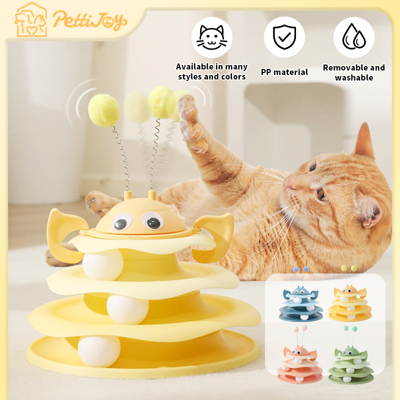 Cat Tower Ball Spinning Ball ของเล่นแมว Cat Tower ของเล่น Ball 4 ชั้น 3 ชั้น Cat Teaser Turntable ขอ