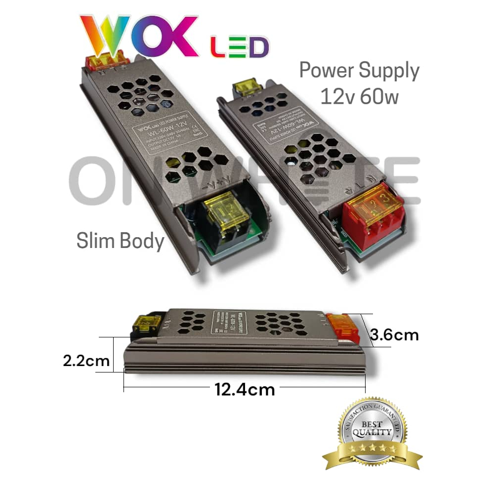 WOK POWER SUPPLY 12V 5A - 60W SLIM BODY