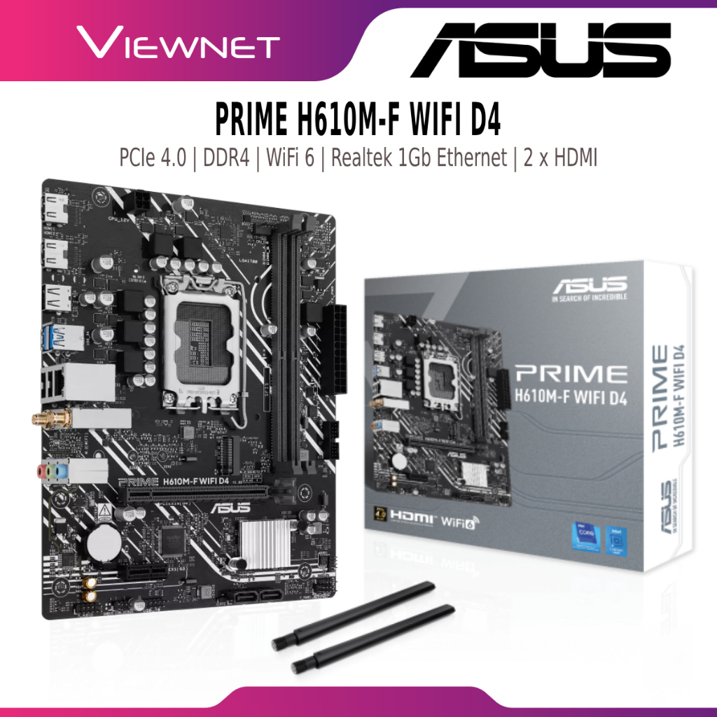 ASUS H610 PRIME H610M-F WIFI D4 DDR4 1700 MOTHERBOARD COMBO PROCEESOR INTEL I3- 12100 I5- 12400 1240