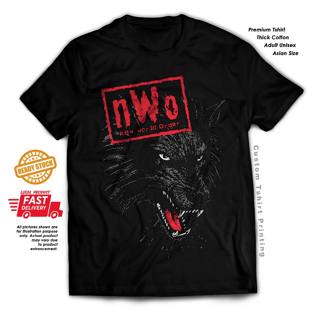 NWo Wolf มวยปล้ํา Retro wcw wwe เสื้อยืดผ้าฝ้าย