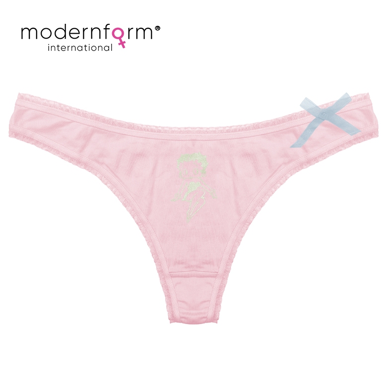 (ข้อบกพร่องเล็กน้อย) Modernform(P0336B) ผู้หญิงเซ็กซี่ Lingerine เอวต่ําผ้าฝ้าย Betty Boop Emboidery