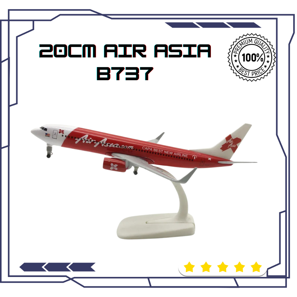 20 ซม.สีแดง Air Asia Airlines โบอิ้ง B737 พร้อม Landing Gear Diecast เครื่องบินรุ่นโลหะ Air Plane ขอ