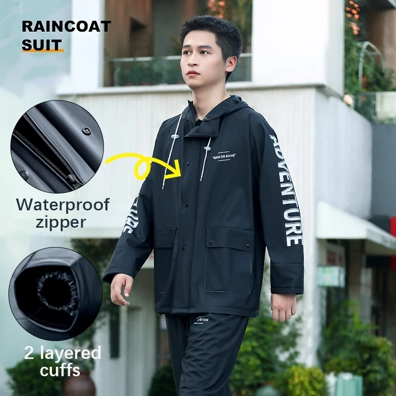 เสื้อกันฝนแยกชิ้นสำหรับมอเตอร์ไซค์พร้อมปีกหมวก thumbnail 3