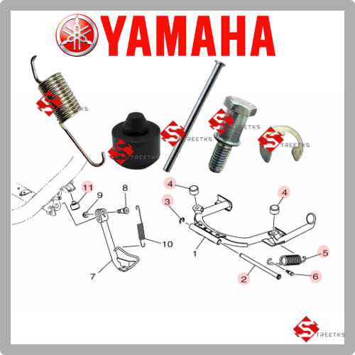 NVX 155 V1 / AEROX V1 ขาตั้งคู่ / TONGKAT 2 DUA SPRING / SHAFT / HOOK / SPRING / CIRCLIP YAMAHA