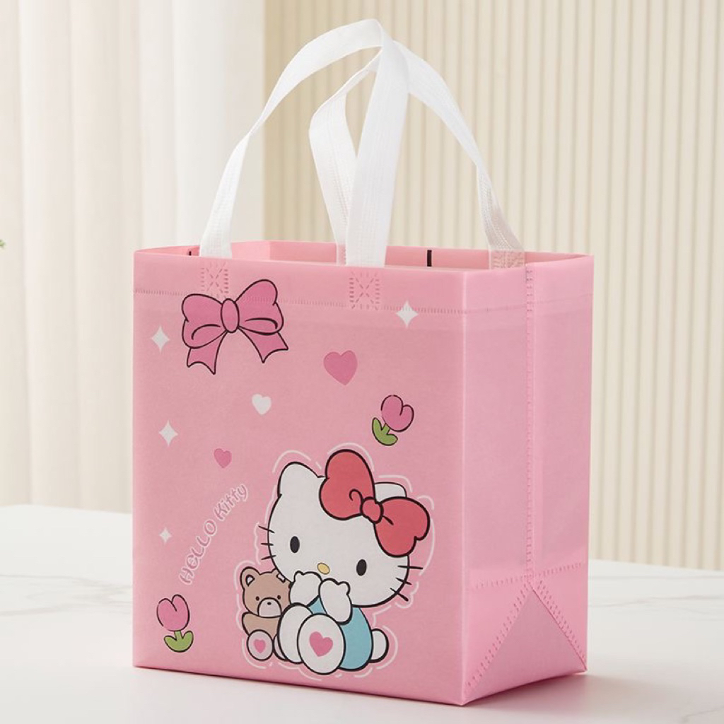 Hello Kitty Eco Bag Bag 26cm x 21cm x 12cm-3pcs Hello Kitty Tote Bag Non-Woven Bag-3 กระเป๋า